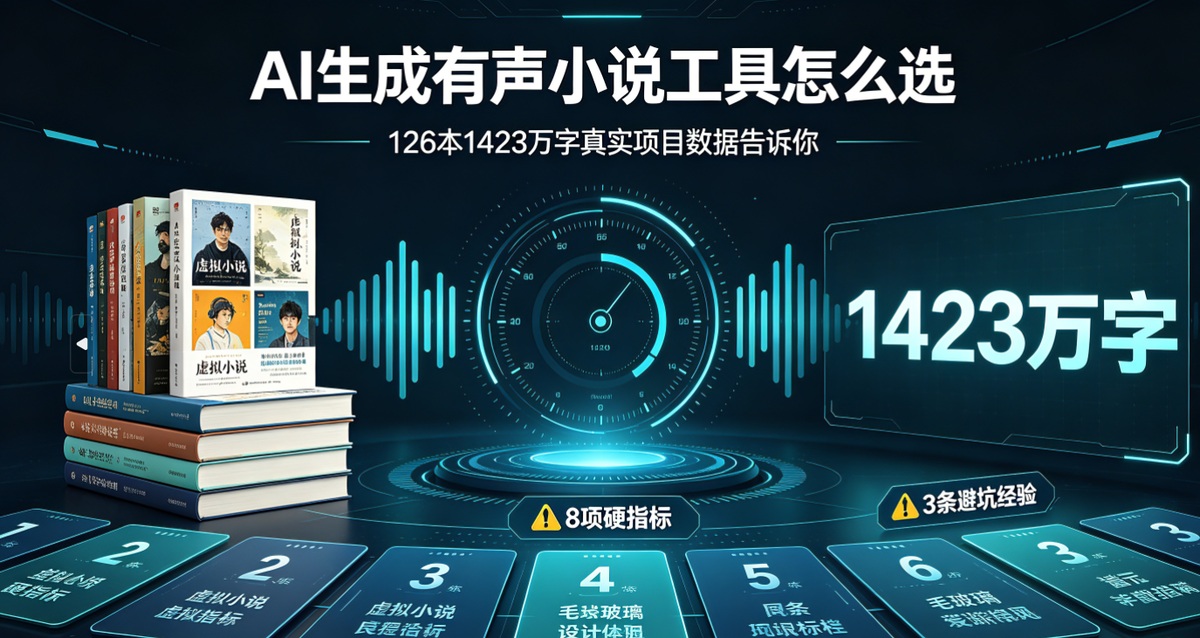 AI生成有声小说工具怎么选：126本1423万字真实项目数据告诉你，8项硬指标加3条避坑经验