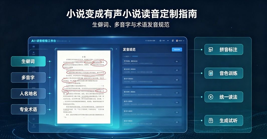 小说变成有声小说读音定制指南：生僻词多音字与术语发音规范