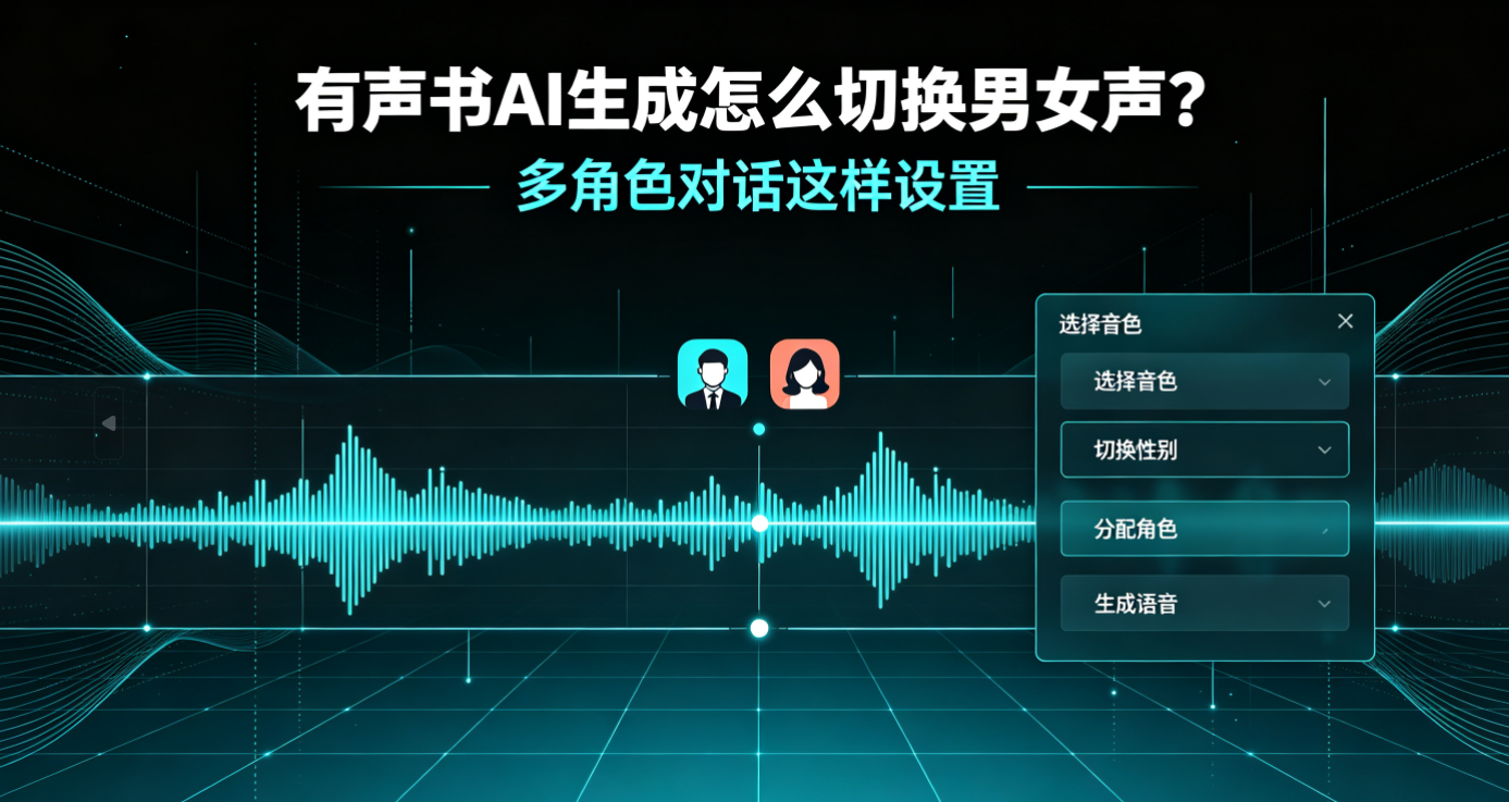 有声书AI生成怎么切换男女声？多角色对话这样设置