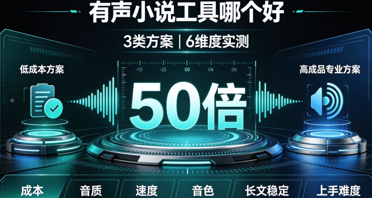 有声小说工具哪个好：3类方案6维度实测，单万字成本差50倍