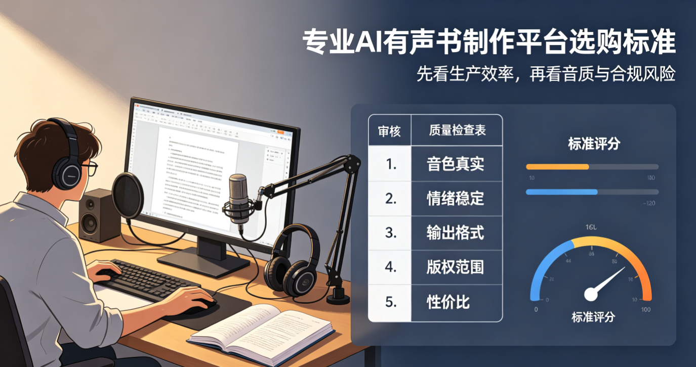专业AI有声书制作平台选购标准：企业与工作室7个核心能力对比