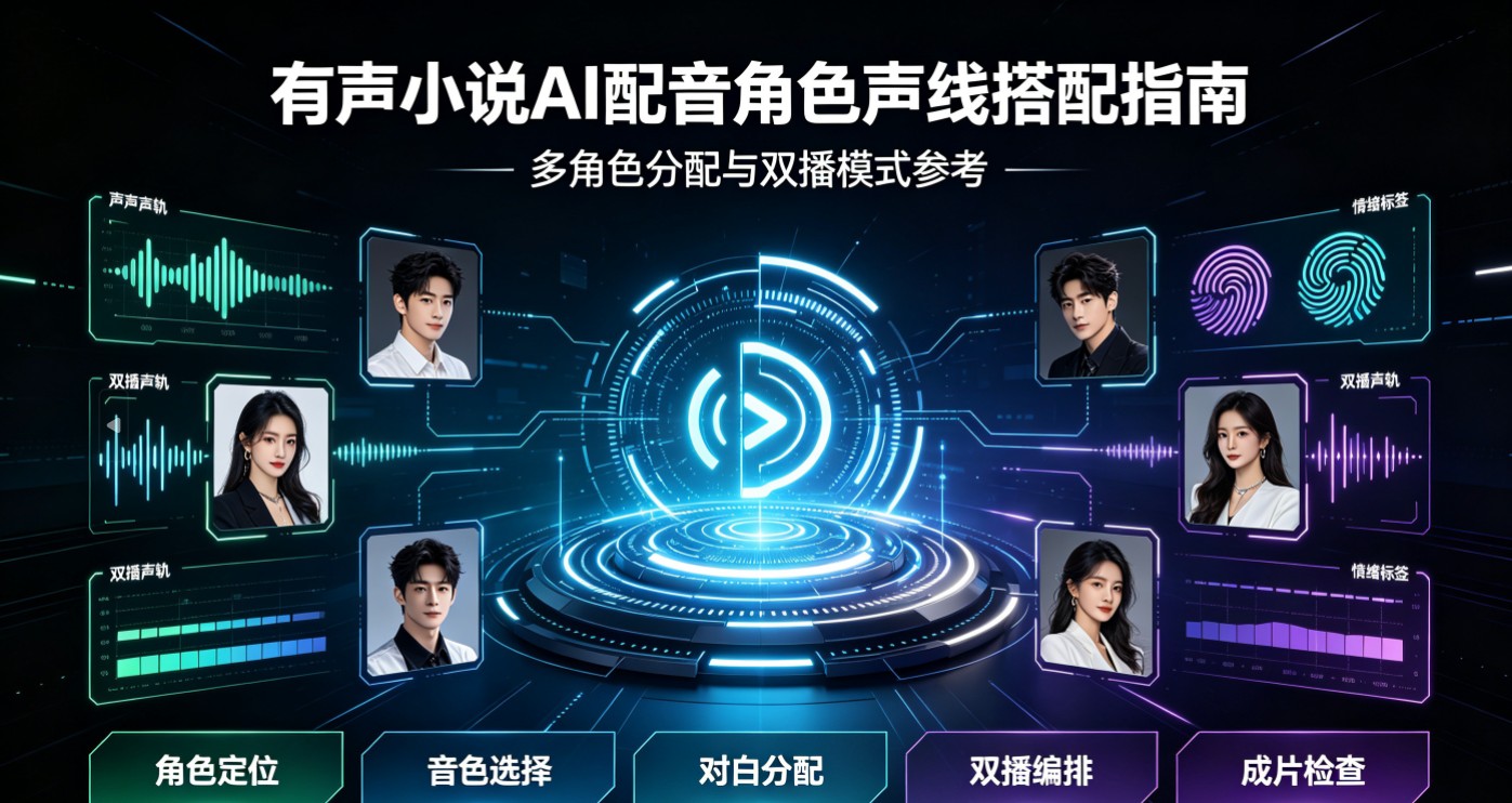 有声小说AI配音角色声线搭配指南：多角色分配与双播模式参考